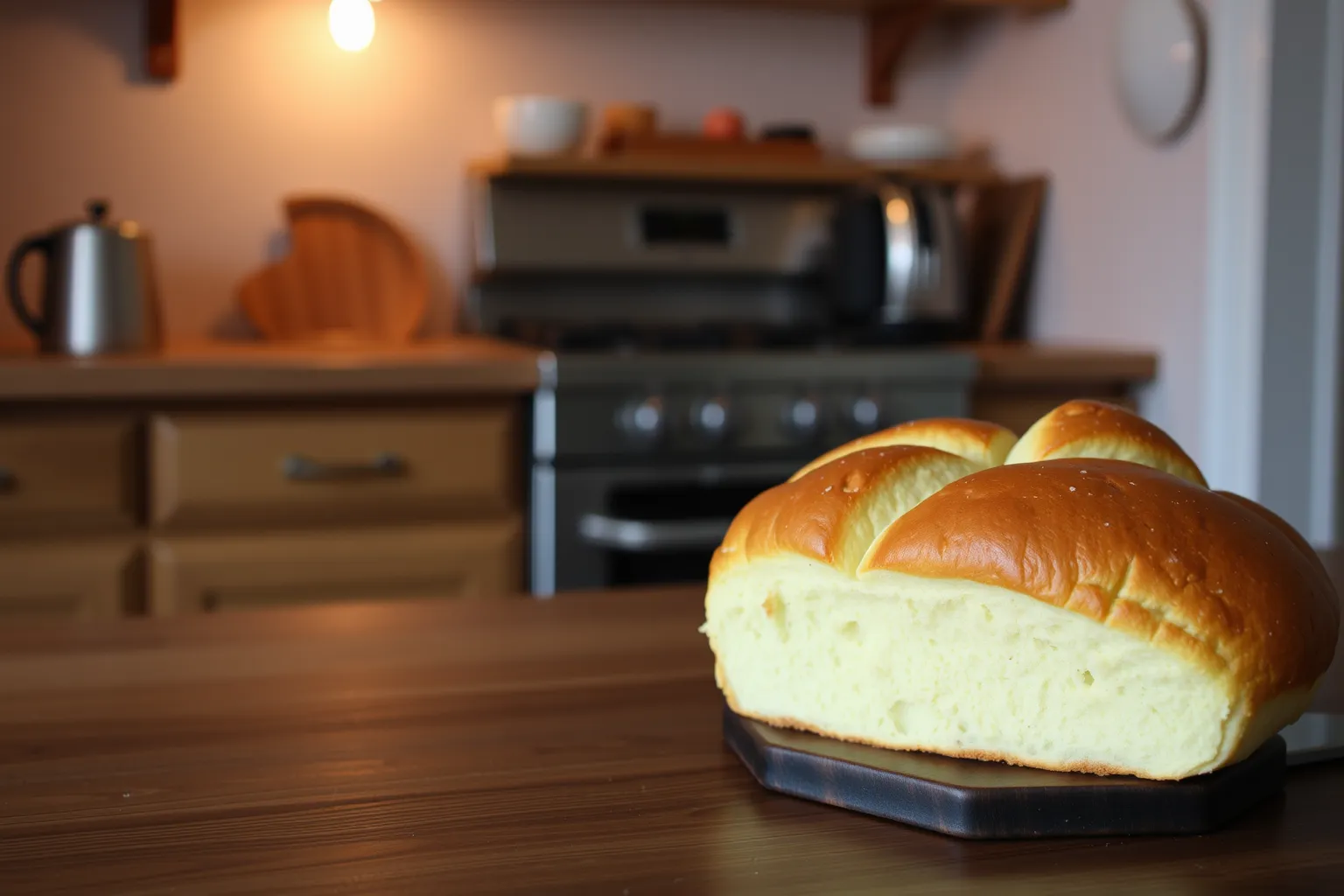 Une brioche dorée et moelleuse sortie du four.