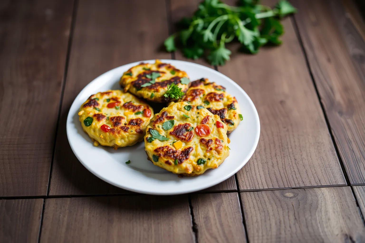 Une assiette de galette de légumes colorée et appétissante.
